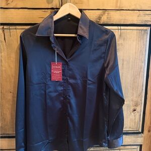 Black Satin Dress Shirt for women